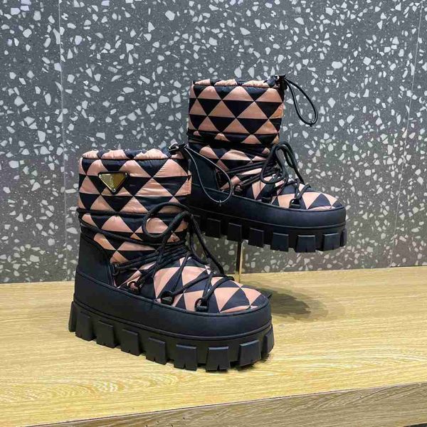 Stivali Stivali da sci Nylon di alta qualità Scolle da sci Slip-On Caving Booties Round Toe Talda Teli Designer Luxuria Fashion Ins Lace Up Scarpe Melarowear Dimensioni 35-41 X0817