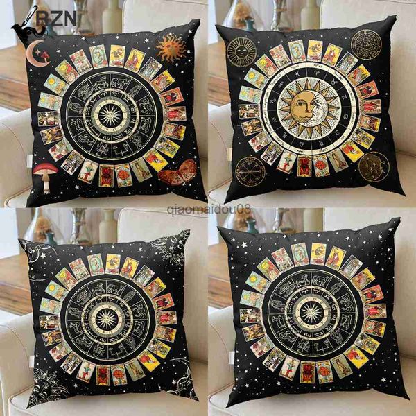 Pillow Case Mandala Tarot Card Throw S Kissenabdeckung Zodiac Astrology Diagramm Sun Moon Pilz Sofa Wohnkultur Dekorative Hülle HKD230817