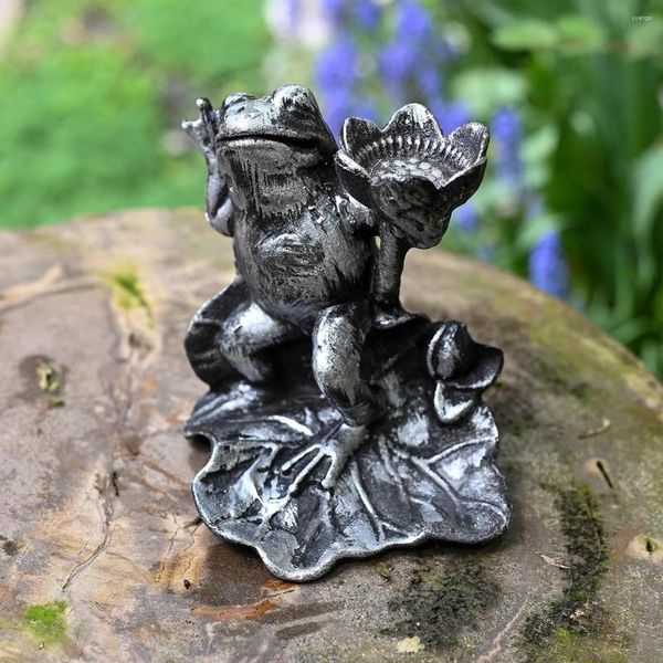Mum Tutucular Dökme Demir Kurbağası Yapraklarda Tutucu Aroma Antika Gümüş Altın Renkler Ev Bahçesi Dekorasyonu Retro Depolama Plakası