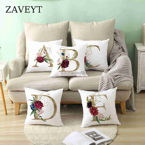 Cesava Nuova lettera di colore in oro rossa alla moda per la lettera iniziale per divani per la camera da letto Cuscino in poliestere decorativo 45x45 HKD230817