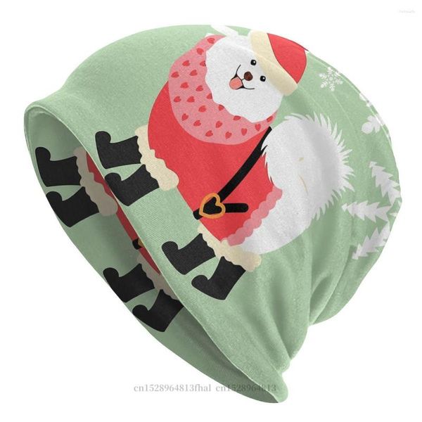 Berets Bonnet Hats Weihnachten ein Happy Day Männer Frauen Samoyed Winter Warm Mütze Design Schädel Mützenkappen