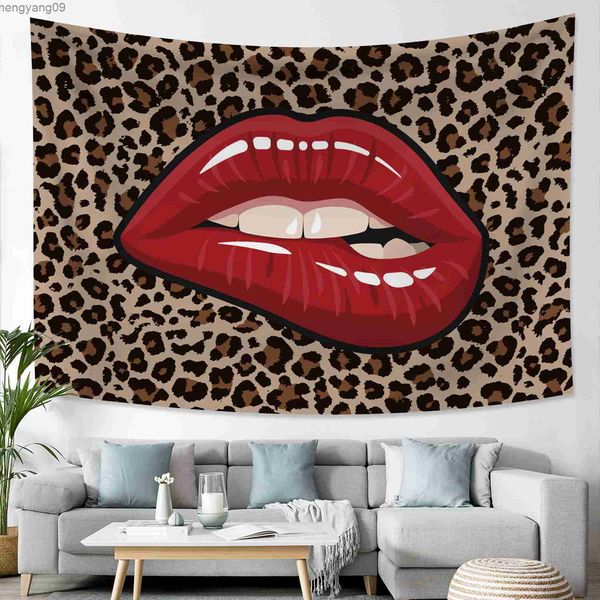 Tapestres tapeçaria Sexy Biting Lips Decoração de casa Parede de tapeçaria pendurada para quarto quarto Domor