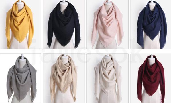 Moda inverno quente triângulo cachecol feminino pashmina xale cashmere xadrez cachecóis cobertor xales cachecol sólido feminino roubou da121