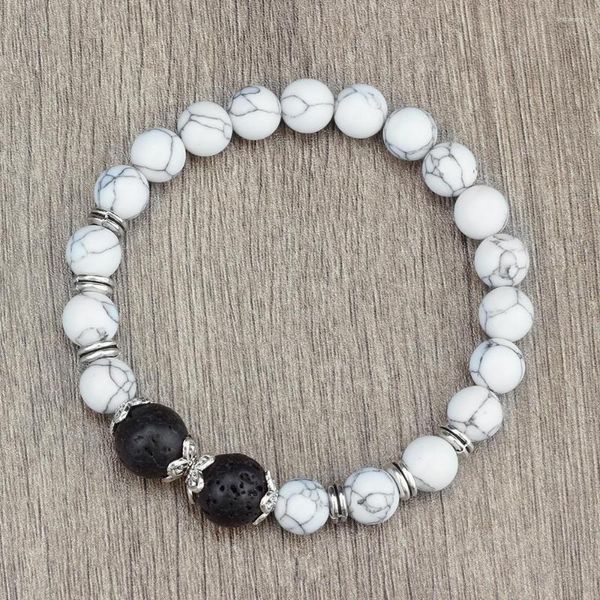 Bracciale in perline di cioccolato Strand per donne uomini 8mm pietra naturale bracciali di preghiera buddista preghiera di gioielli da polso bianco braccialetti maschili