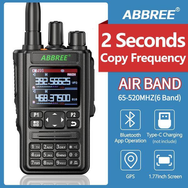 Walkie Talkie Abbree AR 869 Banda completa ao ar livre Radio GPS GPS Bluetooth Programa Frequência Sem fio Cópia tipo C Jack 230816