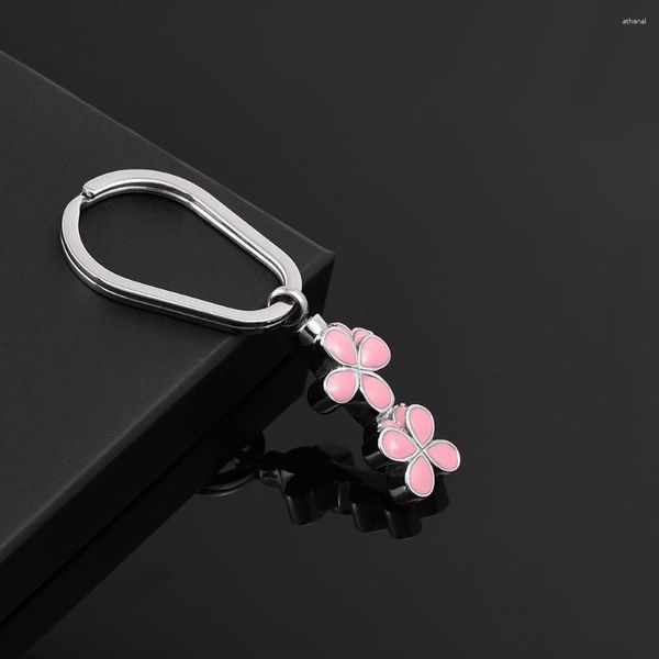 Portachiavi IJK2051 Urna di fiori rosa Keetchain per donne di alta qualità 316L Acciaio inossidabile Cenere Keepsake Cremation Key Catena