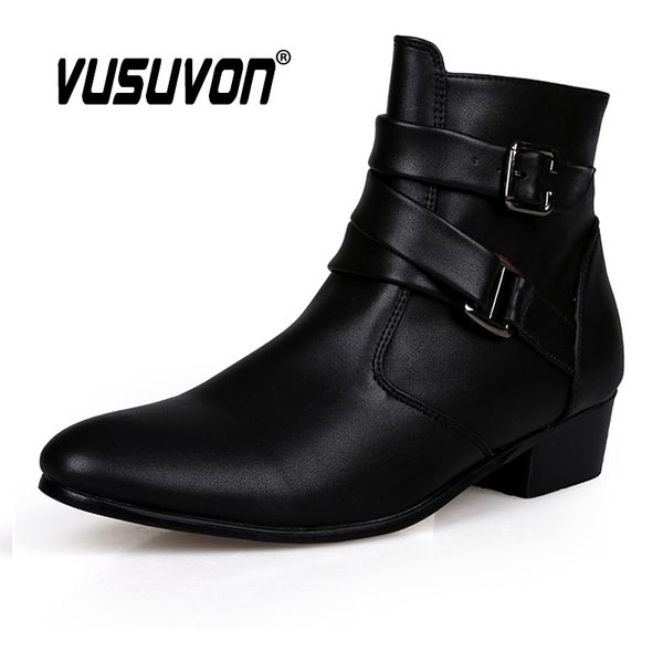 Boots Vusuvon Moda Men Primavera Autumn Ponto de altura do dedo do pé