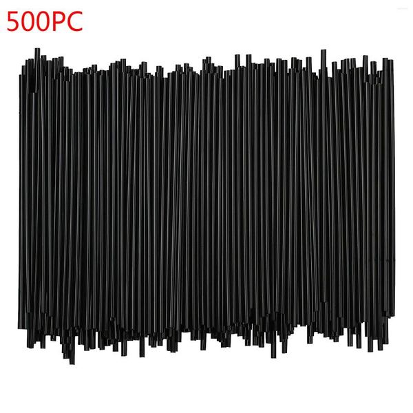 Copas descartáveis ​​canudos 500pcs plástico preto para barras de casamento de bares de casamento de barras de coquetel dobrável para beber acessórios de cozinha