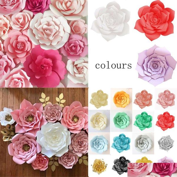 Flores decorativas grinaldas de papel de papel diy parede de cenário de 30 cm NT Decoração de festa de casamento Rose Drop Drop Home Garden Festive Suppl Otk2p