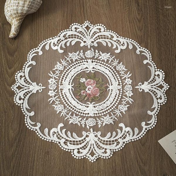 Tischmatten Ins französische Retro dekorative Kissen Spitze Stickerei Bastelmatte Haushalte runde Placemat Home Dekoration