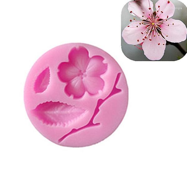 Moldes de cozimento 1pc Peach Blossom Lace Bolo de silicone Ferramentas de decoração de fondant Ferramentas de chocolate artesanal Craft FTM756