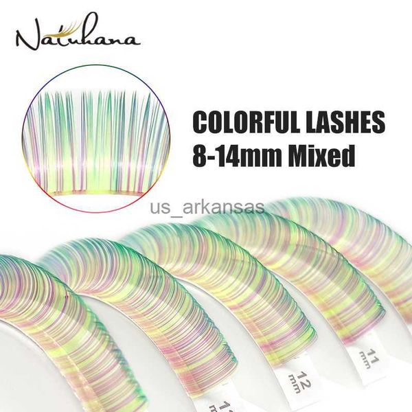 Falsche Wimpern Natuhana 8-14mixed Wimpern Erweiterungen Buntes Wimpern Nerz gefälschte individuelle Regenbogenfarbe Mischen Sie Farbe Make-up Cilios HKD230817