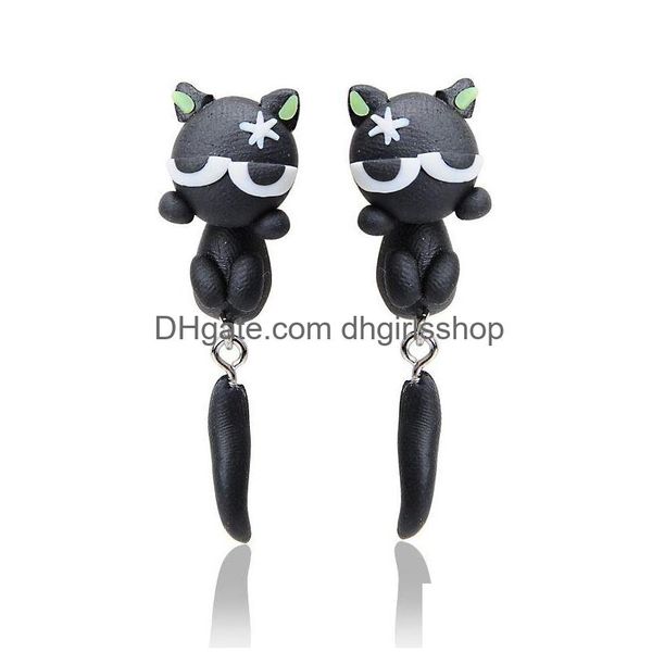 Hengte niedliche tierische Ohrringe für Frauen, die 3D Cartoon hängen hübsches Hund Ohrring Blume Polymer Clay Girls Schmuck Drop Lieferung Dhlnj