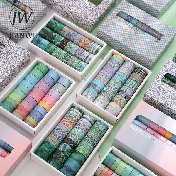 Клейские ленты Jianwu 30 Rollset Plant Geometric Pattern Boxed Tape Creative Diy Diy Account Decoring ScrapBooking Washi Paper Stationery 2016 230816