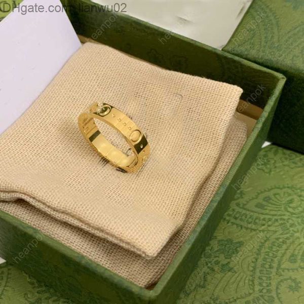Anéis de banda Fashion Gold Band Rings Designer de titânio aço de aço G Jóias Luxuris Silver Wedding Love Rings For Women Tamanho 5 9 10 11 Com caixa nova Z230817
