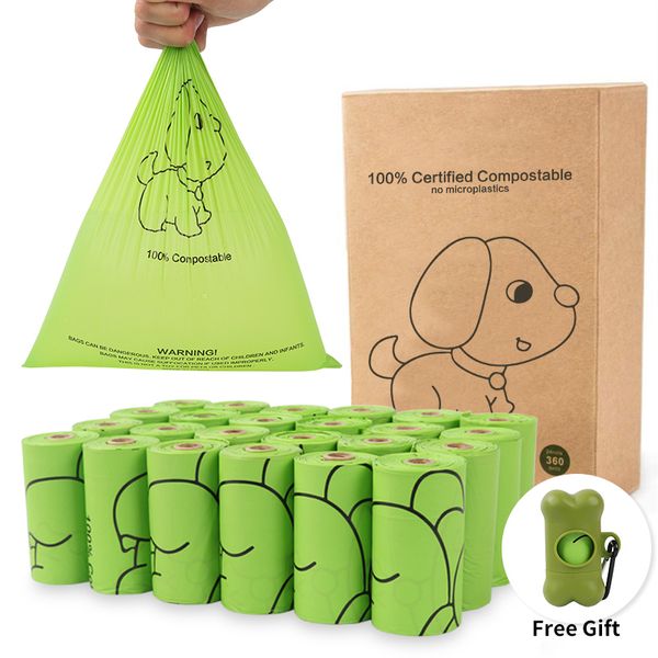 Penne dei canili 24roll Biodegradable Dog Poop Bags Corn Amido Borsa per rifiuti per la terra per cani 300 conta borse per cacca 230816