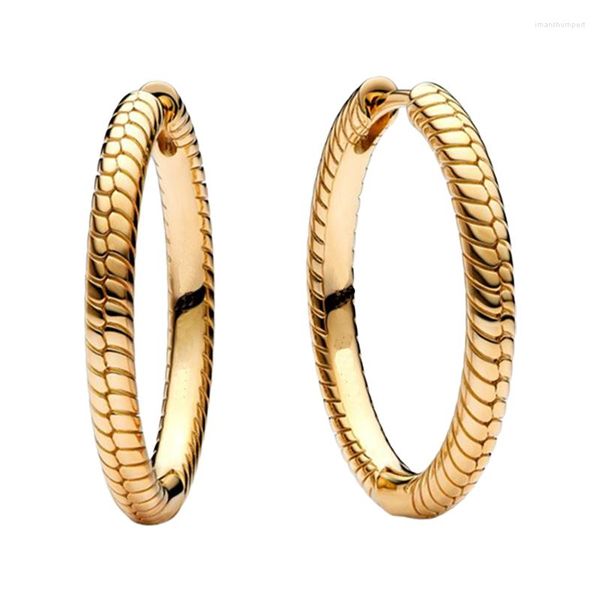 Hoop -Ohrringe 14k glänzen goldene ohrpiercing Signatur für Frauen Original feiner Schmuck Schlangenkette mit bis zu 3 Momenten Charms Geschenk