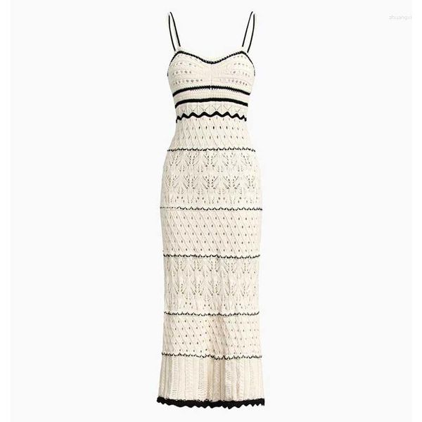 Vestidos casuais boho inspirado em crochê ilhas midi tiras de midi tricotar o verão corporcão fértil férias de praia feminino mulheres