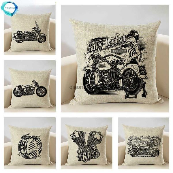 Cesava Copertina Design in bianco e nero Copertina di cuscino 45x45 cm moto motociclistico case soggiorno divano decorativo custodia decorativa HKD230817