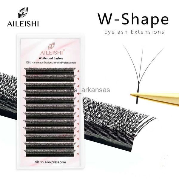 Falsche Wimpern Aileishi 3D/4D/5D W Form Wimpern Erweiterung Vorgefangener Volumen Fans W Style falsche Wimpern natürliche Make -up -Tools für Großhandel HKD230817