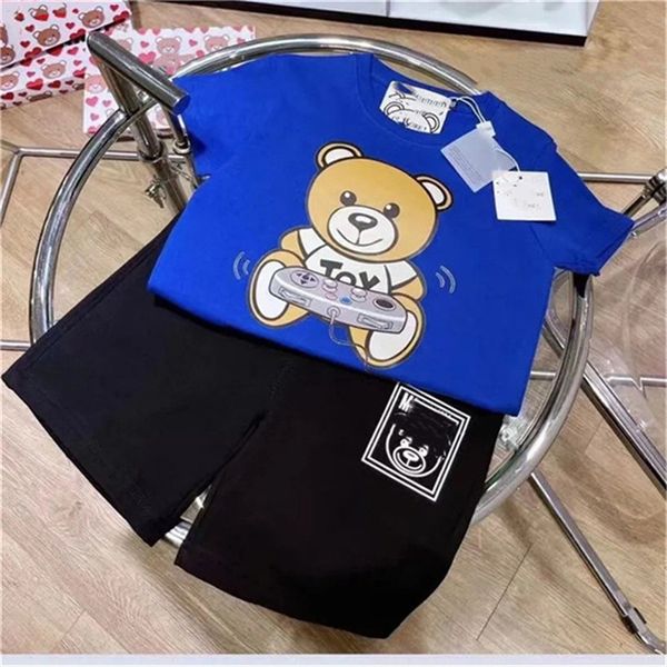 Luxo Designer Brand Baby Kids Clothing Conjuntos de roupas clássicas de roupas de marca Crianças Childrens Summer Manga curta letra de letra de letra de moda de moda de moda 90cm-160cm B12