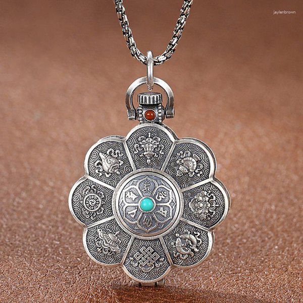 Colares pendentes Lotus auspicious oito tesouros Seis personagens Palavras verdadeiras Coloque de personalidade masculina