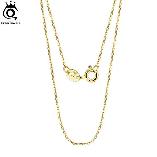 Подвесные ожерелья Orsa Jewels 10k твердое желтое золото 07 -мм кабельное ожерелье с бриллиантами для женщин Au417 Sect FC01 230817