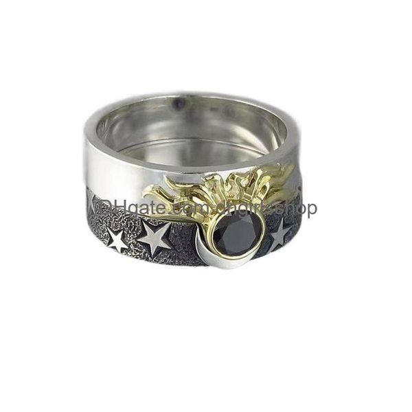 Solitaire Ring FashionTrend herzförmige doppelschicht weiße unabhängige koreanische geometrische Ornament Herren Frauenpaar Ringe Schmuck Dro Dhyfw