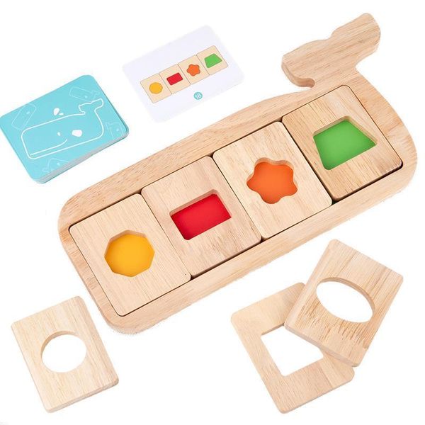 Sports Toys Wooden Montessori Geometria Separação de cores Puzzle Combation Game Treinamento Sensorial Shap