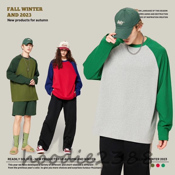 RS Long Sleeve, Unisex, Herbst und Winter American Retro Rotator Sleeve T-Shirt Casual Lose Model Brand Langarm-T-Shirt-Männer, Nischendesigner Langarm Vintage