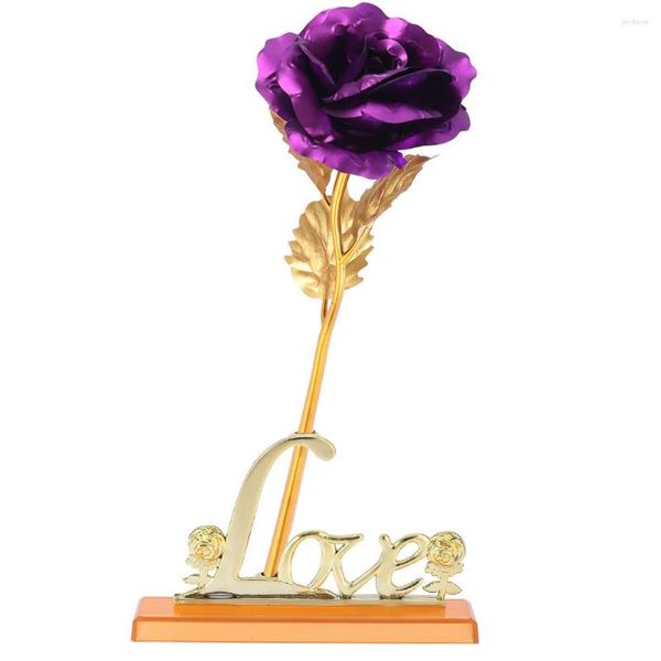 Dekorative Blumen 24k Gold Folie Blume künstliche Rose Valentinstag Romantische Geschenk für Home Tischdekoration