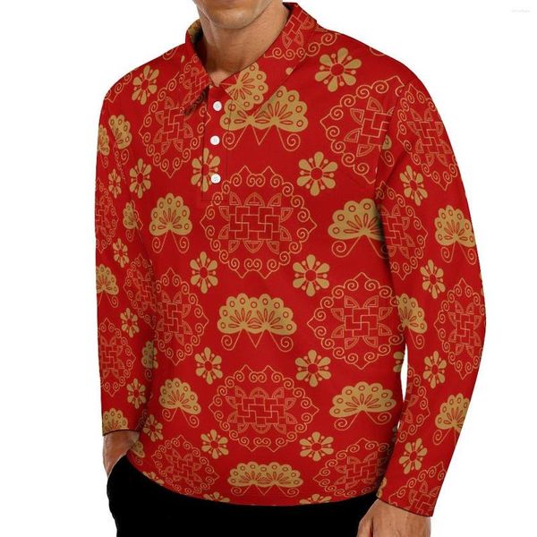 Polos da uomo Design colorato mandala magliette casual magliette retrò polo floreale camicie da uomo della camicia di tendenza quotidianamente abiti grafici a maniche lunghe di grandi dimensioni