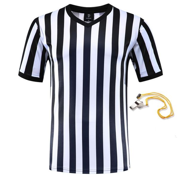 Outdoor T-Shirts 22-23 Professional Football Referee Uniform Custom Shirts Erwachsene schwarze weiße Fußballtrikots Training Kleidung Fußballhemd 230817