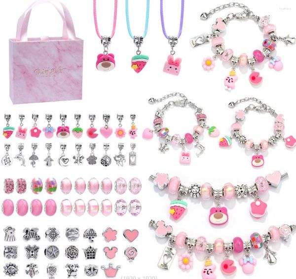 Pulseiras de link pulseira diy kit kit infantil miçangas de liga de cristal categorias jóias colar artesanal para meninas presentes de aniversário