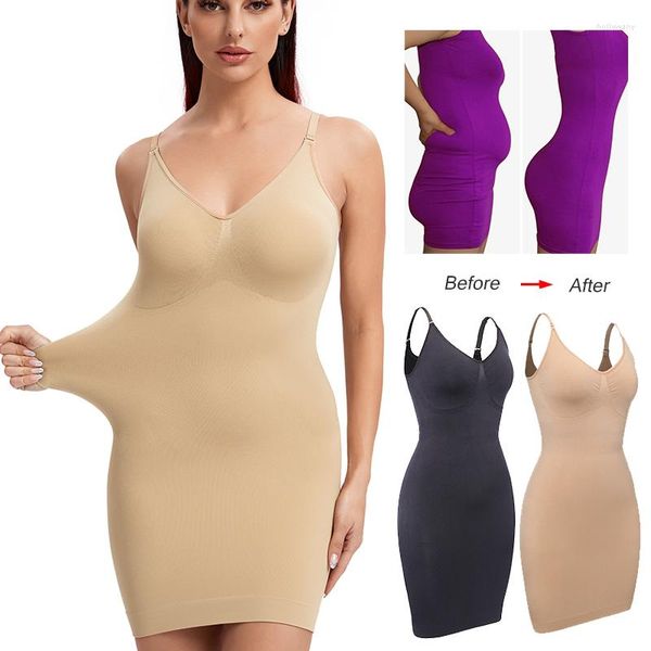 Donne femminile Donne Full Body Shapewear Camisole Slip a V Neck Slicting Shaper Allenatore in vita Corset Tummy Control Slip per sotto gli abiti