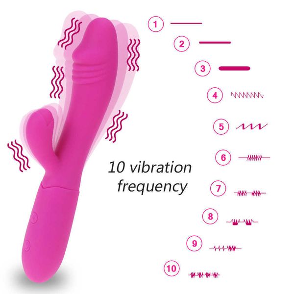 NXY Vibradores Rabbit Vibrator 10 Modos G Spot Vagina Shocker Sex Product Product Usb Recarregável Masturbação Feminino Dildo Toy para Mulher 230809