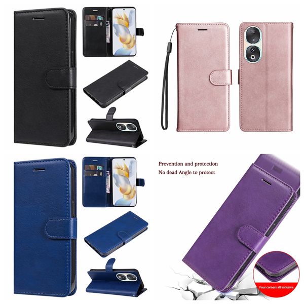 Case di portafoglio in pelle PUI per Huawei Honor 90 Lite Pro Samsung Galaxy S23 Fe A25 5G A24 4G Flip Flip Creed Credit ID Card Slot TPU Book Cell Telephone Strap