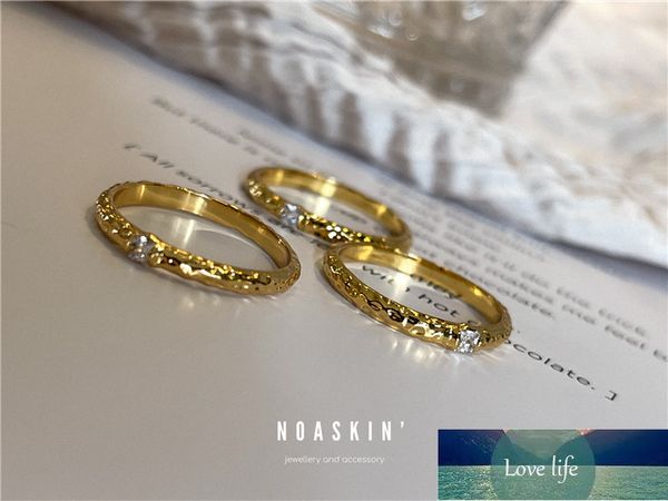 Klassiker mit Diamanten handgefertigter geometrischer goldener Ring für Frauen stilvoller Zwilling Twin Simple European grenzüberschreitend