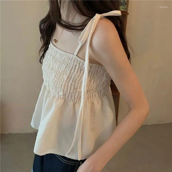 Frauen Tanks ärmellose Sommer Vintage niedliche Frauen Weste sexy weibliche Gelegenheitsstream -Damen Falten lila frische Panzerclub Camis Fashion Tops