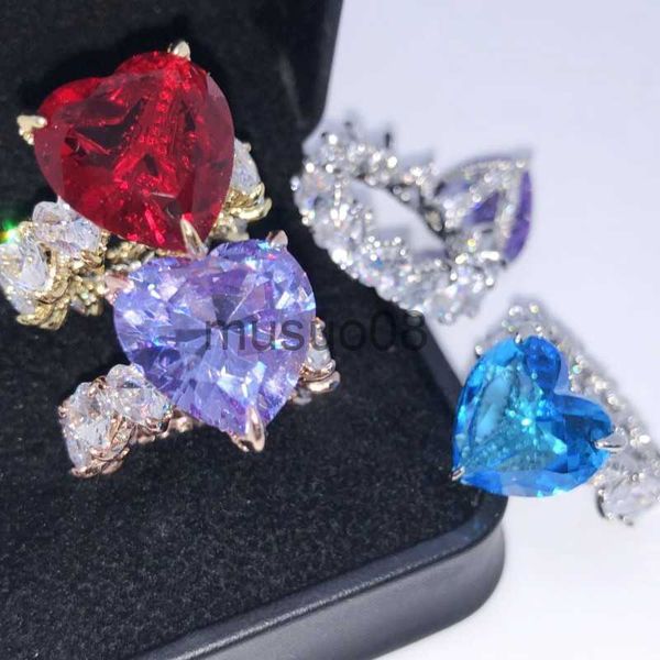 Anelli di band Big Heart Rings for Women Wedding Engagement Gioielli da sposa AAA Zirconia cubica Eleganti anelli eleganti regalo SPEDIZIONE GRATUITA J230817