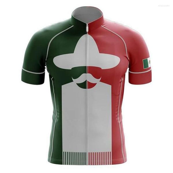 Yarış ceketleri meksika bayrak bisiklet forması kısa kollu üstler bisiklet mtb yokuş aşağı gömlek yol bisiklet takımı yaz spor giyim