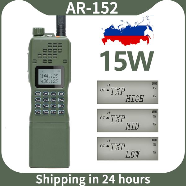 Walkie Talkie BaoFeng AR 152 VHF UHF HAM RADYO 15W GÜÇLÜ 12000MAH Pil Taşınabilir Taktik Oyun Bir PRC 152 İki Yollu 230816