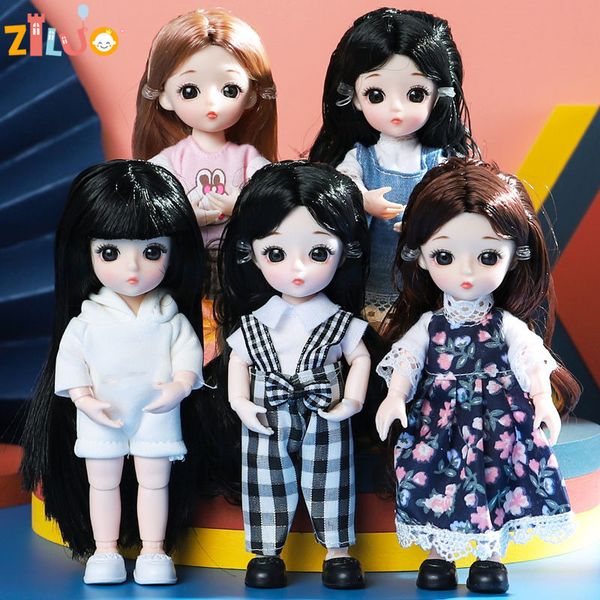 Dolls 16 cm BJD para meninas 18 bonecas brinquedos diy com roupas vestir moda 13 Movável Joint Baby 3d Big Eyes Munecas 230816