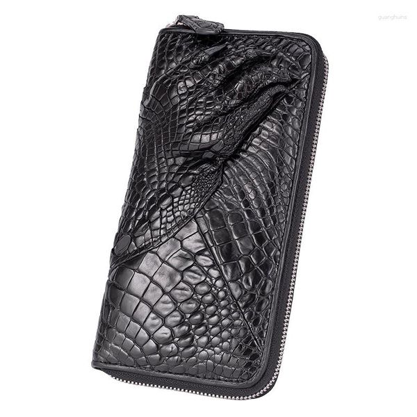 Brieftaschen Xzan Fashion Business Herren Alligator Krokodile echte Leder Langer Organisator Wallet Männer Kartenhalter Geldbeutel