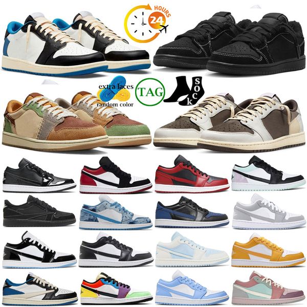 Sapatos de basquete Panda Jumpman 1 Pólen Top Og Pine Green University Blue Mystic Marinha UNC Black Red Shadow Taxi Branco Lobo Gray Peter Moore Homens Mulheres tênis Tamanho 13