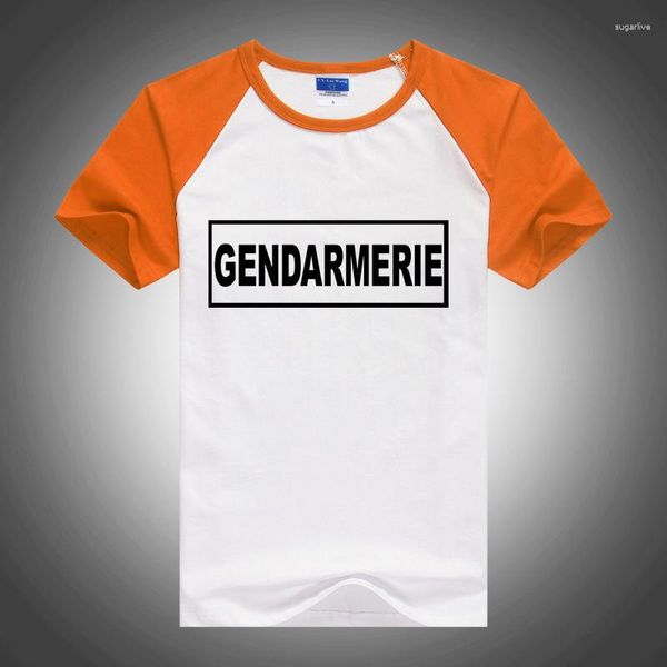 Camisetas masculinas gendarmerie francesa psig 2023 homens harajuku verão casual com confortável retalhos de retalhos de manga curta roupas de moda