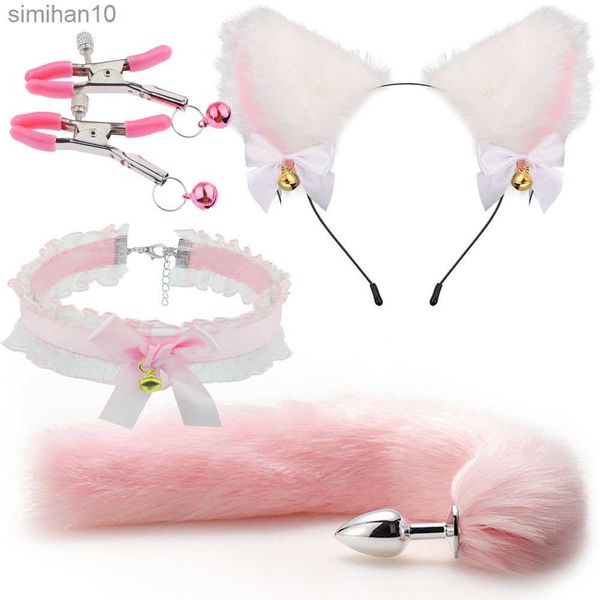 Toys anali giocattoli sessuali FOX spina anale foxtail bottiera metallo plug anale anale grazioso bro e orecchie di gatto morbida per le ore di testa degli accessori per coppie di cosplay erotico hkd230816