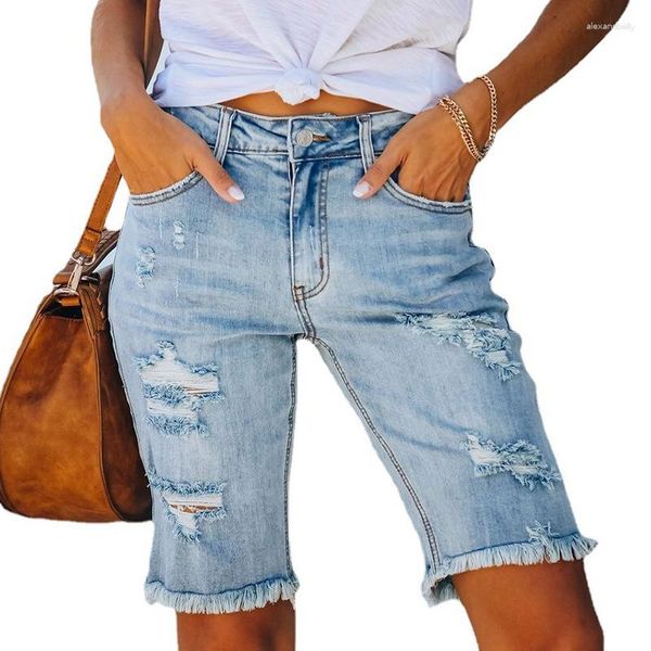 Jeans womens womens cicling shorts shorts da donna nappa di moda stretta a cinque punti lavato femmina sexy estate sottile corto