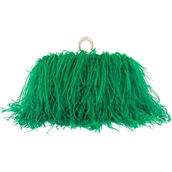 Avestruz de avestruz da feminina Hobo Feather Saco de vestido de noite bolsa de ombro de peles bolsa de festa bolsa de embreagem HKD230817