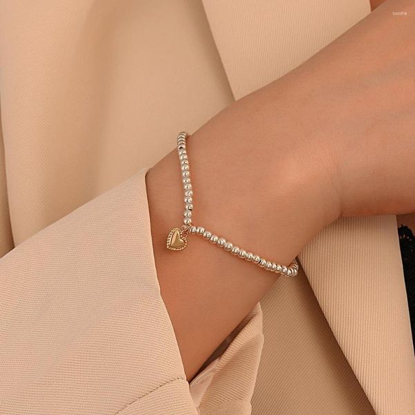 Strand Fashion Love Charms Armband Frauen Persönlichkeit Temperament Einfaches Handwerk handgefertigtes Perlen Metall Herzarm 2023